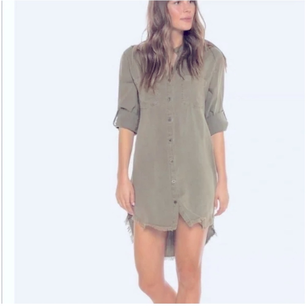 Cloth & Stone Anthropologie Grey Tencel Button-Up Shirt Dress, Size S, Preloved